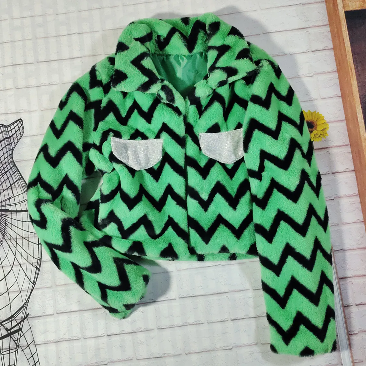 Faux Fur coat  jacket warm women  faux fur female winter coat women Zipper wide waisted autumn winter regular Casual coat women