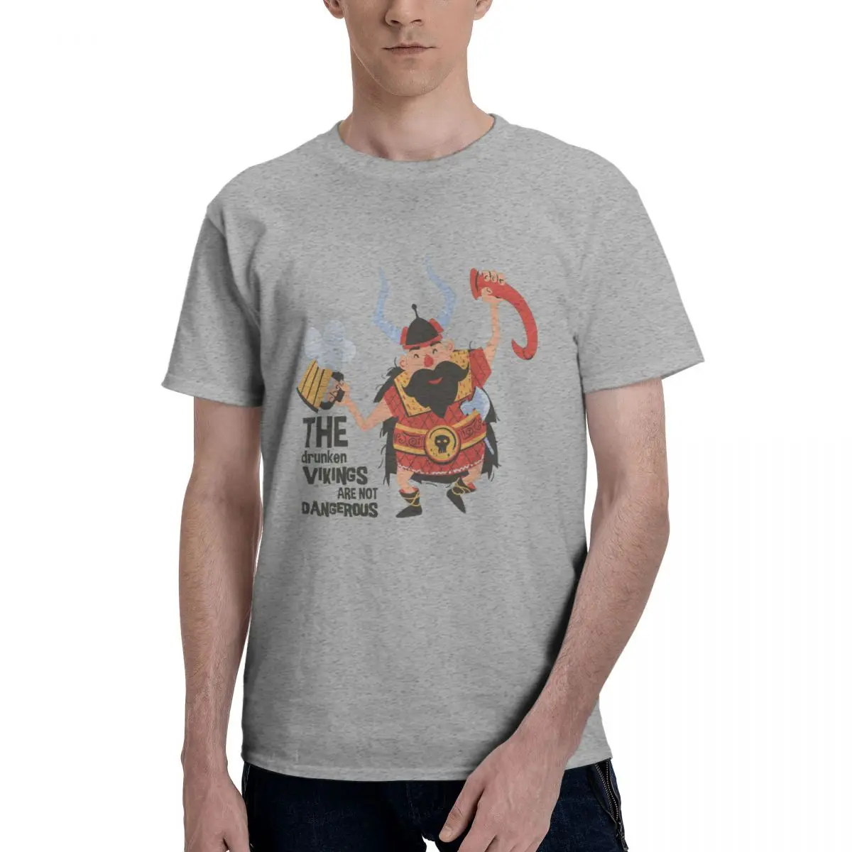 

Anime The Drunken Viking Are Not Dangerous Awesome Humor Graphic Basic Short Sleeve T-Shirt Vikings Casual Graphic Tops Tees