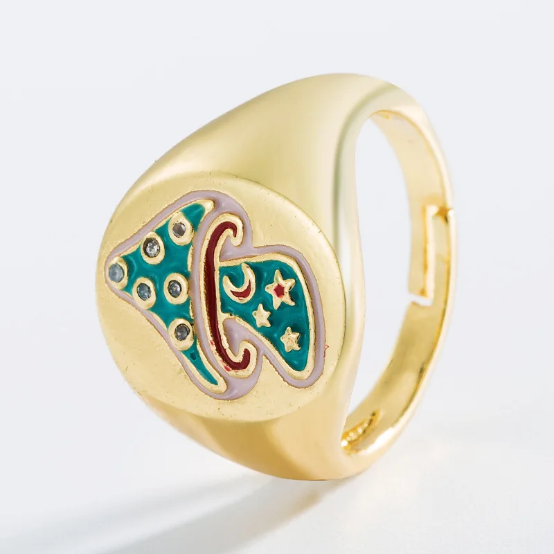 

Fashion Gold Color Metal Mushroom Hip Hop Open Ring Punk Vintage Geometric Adjustable Ring for Women Party Jewelry