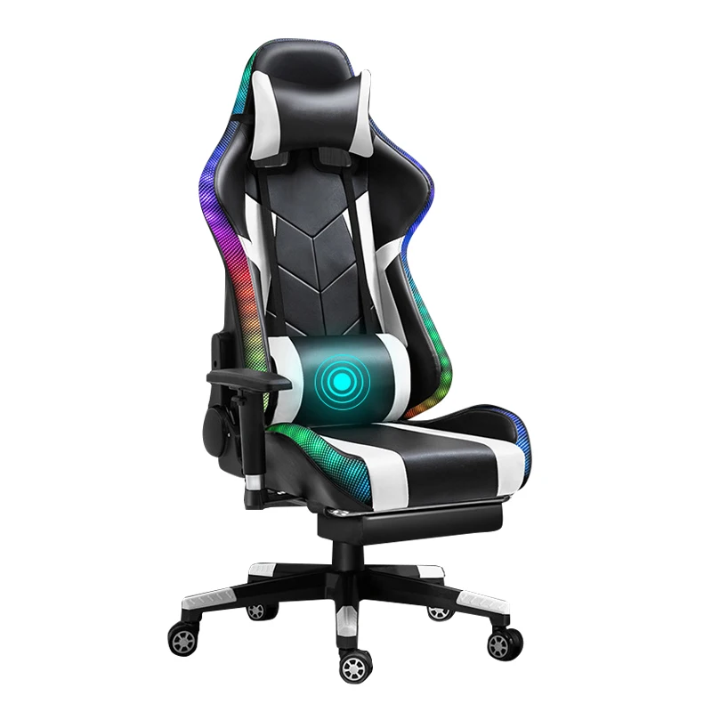 Cheap Pu Leather Game Chair Silla Gamer Racing Computer RGB Gaming Chair With Footrest And Massage