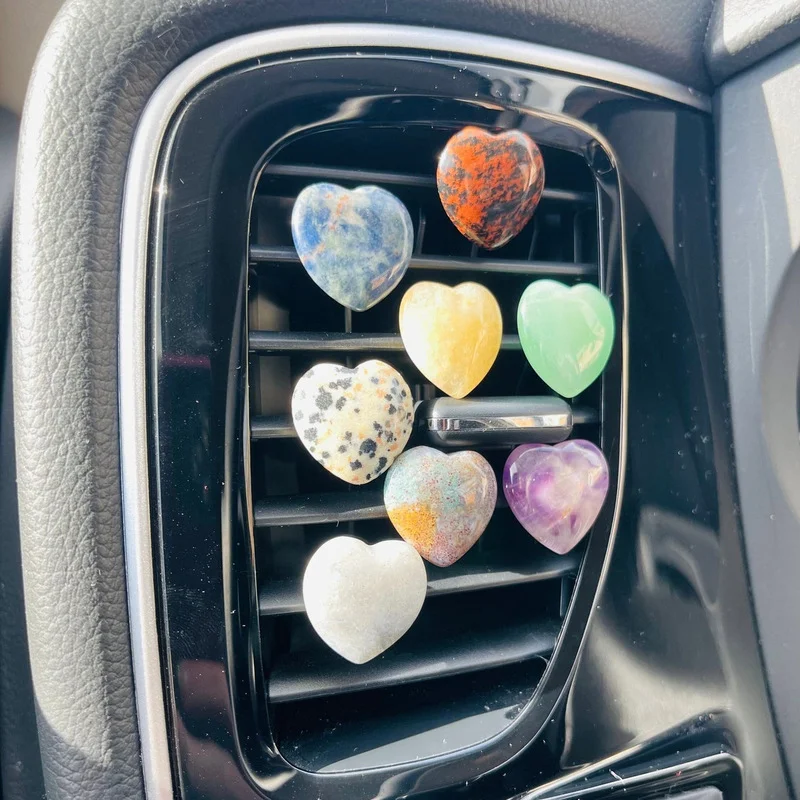 20pc Heart Natural Crystal Stone Car Air Outlet Clip Healing Lucky Gem Car Interior Jewelry Accessories Women Gift Home Decor 20pc Heart Natural Crystal Stone Car Air Outlet Clip Healing Lucky Gem Car Interior Jewelry Accessories Women Gift Home Decor
