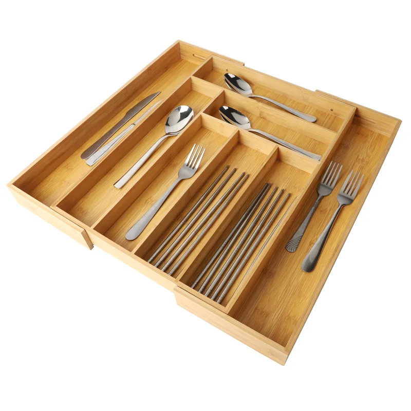 Bamboo Drawer Divider Storage Box Extendable Tableware Compartment Kitchen Utensils Partition Jewelry Tools Storage Box