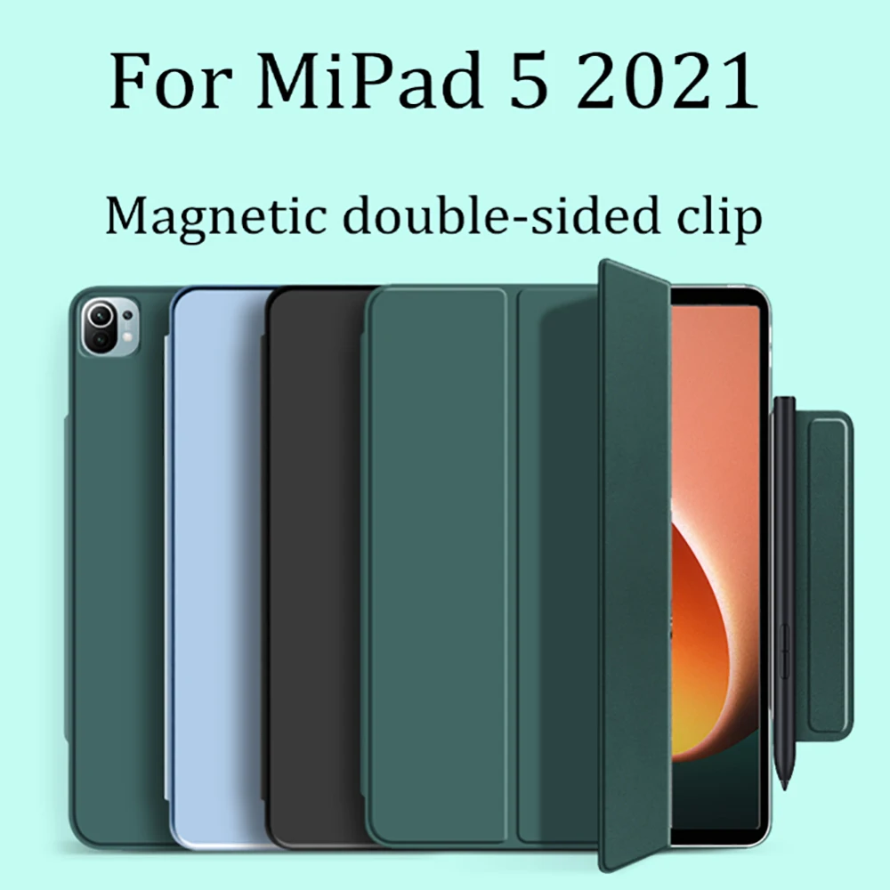 

For Xiaomi Pad 5 Case 2021 Mi Pad 5 Case Ultra-thin Magnetic Buckle Double Sided Clip Tablet 11 inch Mipad Case Smart wake up