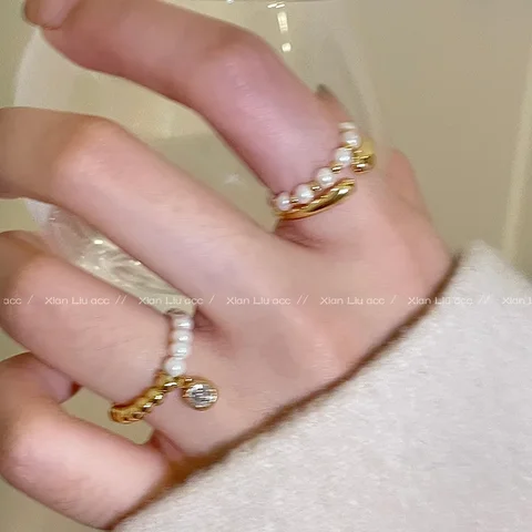 Модное кольцо с металлическим цирконием, жемчужное кольцо Nichedesign, простое высококачественное кольцо, новая модель для еды на палец