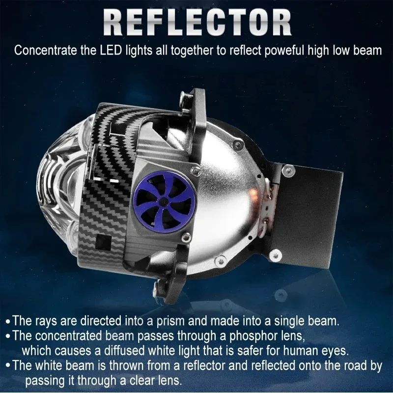 Фото Новые светодиодные проекционные фары XTG 300W 120000LM с тремя лазерами, линзой H4, дальним и ближним светом, светодиодные проекционные фары H7 9005 9006 для автомобилей №3