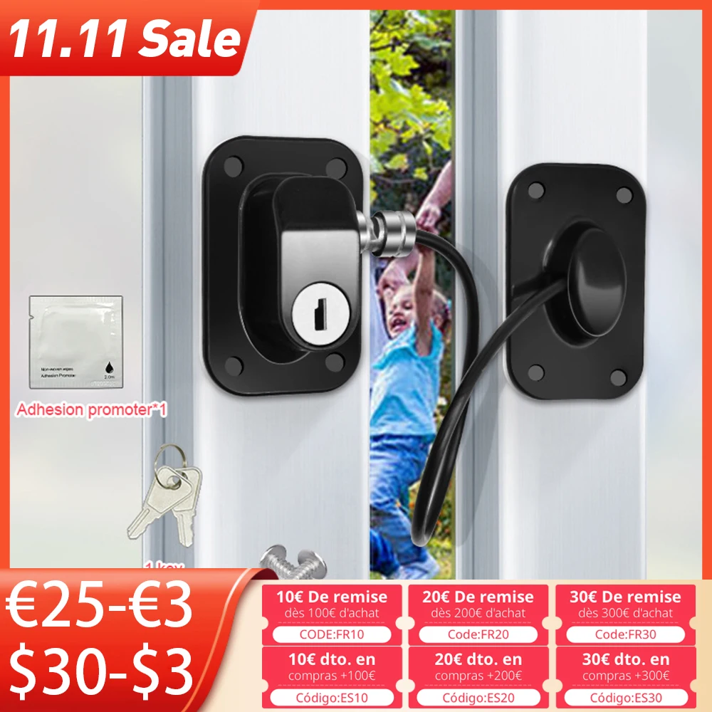 

Aluminum Alloy Door Window Lock Child Safety Door Security Lock for Cabinets Cupboards Prevent Childern Falling Window Lock New