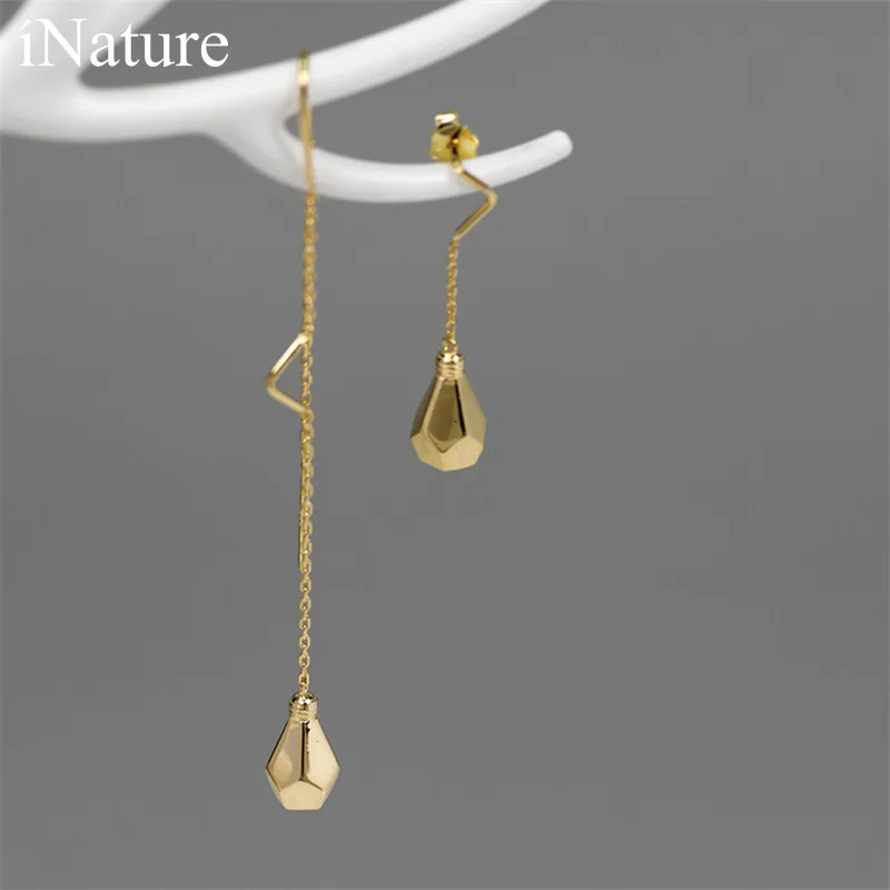 

INATURE 925 Sterling Silver Fashion Geometry Bulb Asymmetric Drop Earrings for Women Party Jewelry Gift