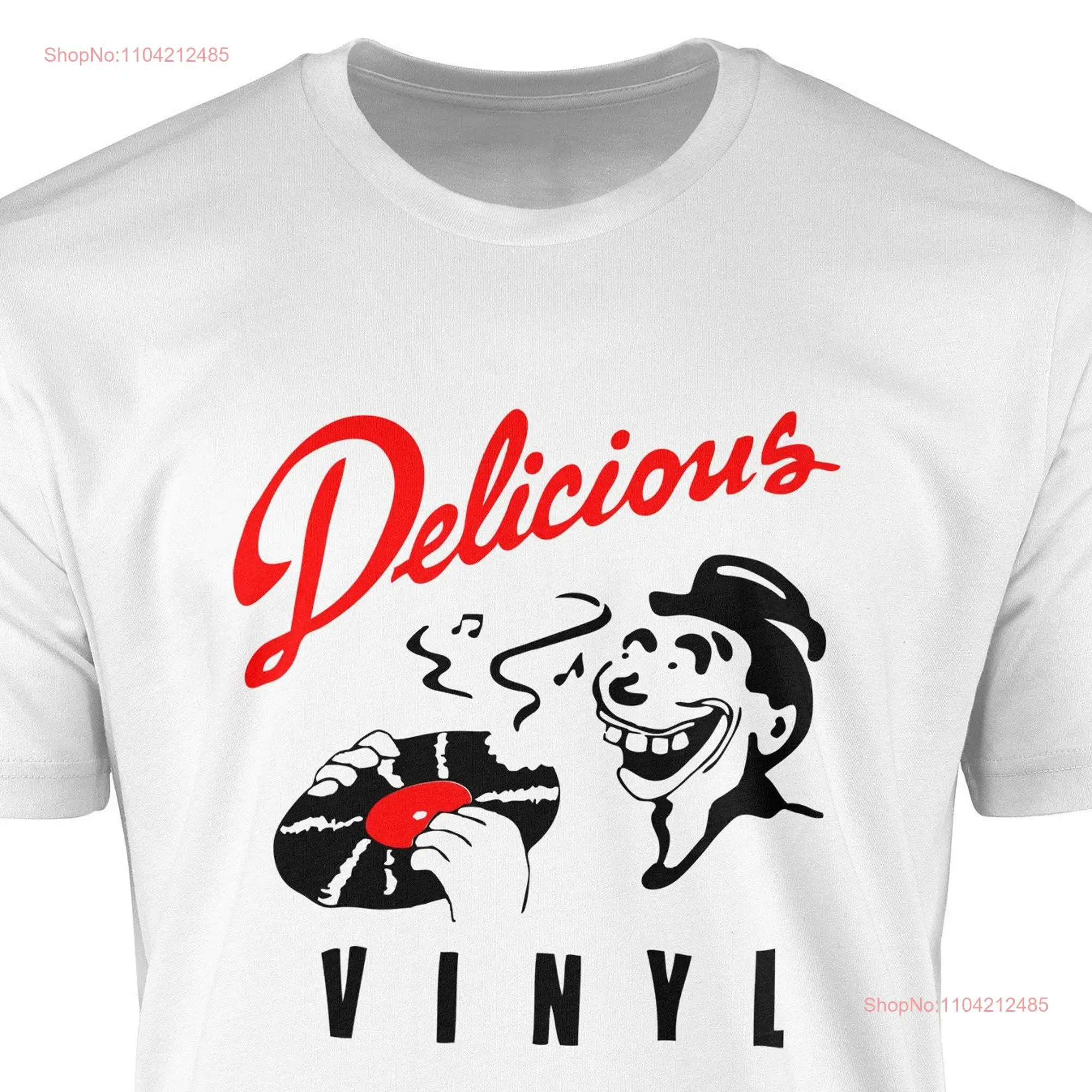 Men's White Dj T Shirt Delicious Vinyl s for a Music Collector him Disk Jockey Vintage long or short sleeves