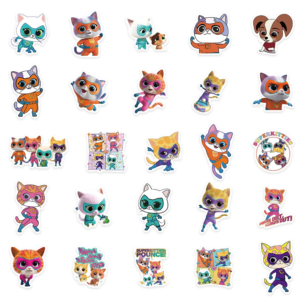 Стикеры аниме Super Kitties 10/30/50 шт. наклейки для ноутбука аксессуары путешествий