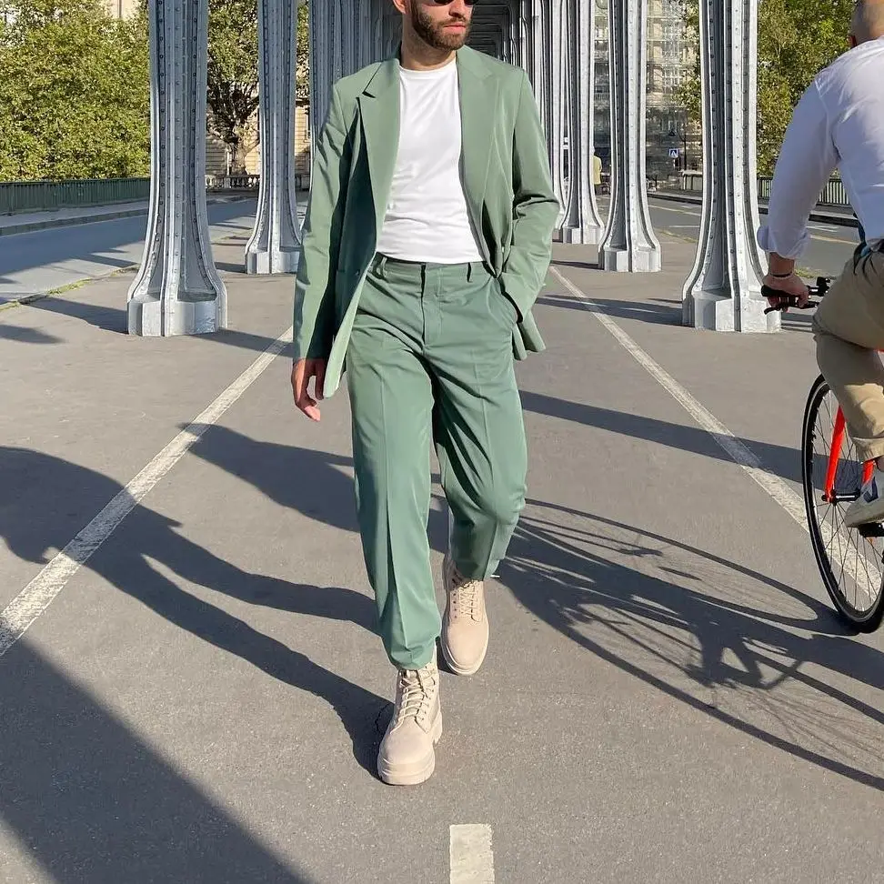 

Зеленые деловые приталенные мужские костюмы, модные свадебные смокинги для жениха, Bestmen, мужские блейзеры, одежда для вечерние, 2022, индивиду...