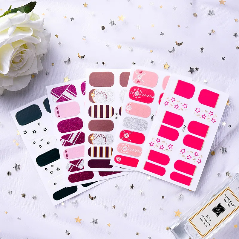 

Gilding Flower Leopard Colors Nail Art Stickers Full Cover Nail Strips DIY Fashion Stickers Self-Adhesive Tearable for Art Nails