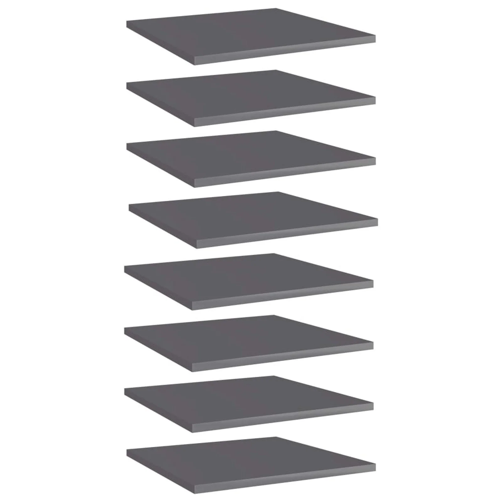 

Bookshelf Boards 8 pcs High Gloss Gray 15.7"x15.7"x0.6" Chipboard