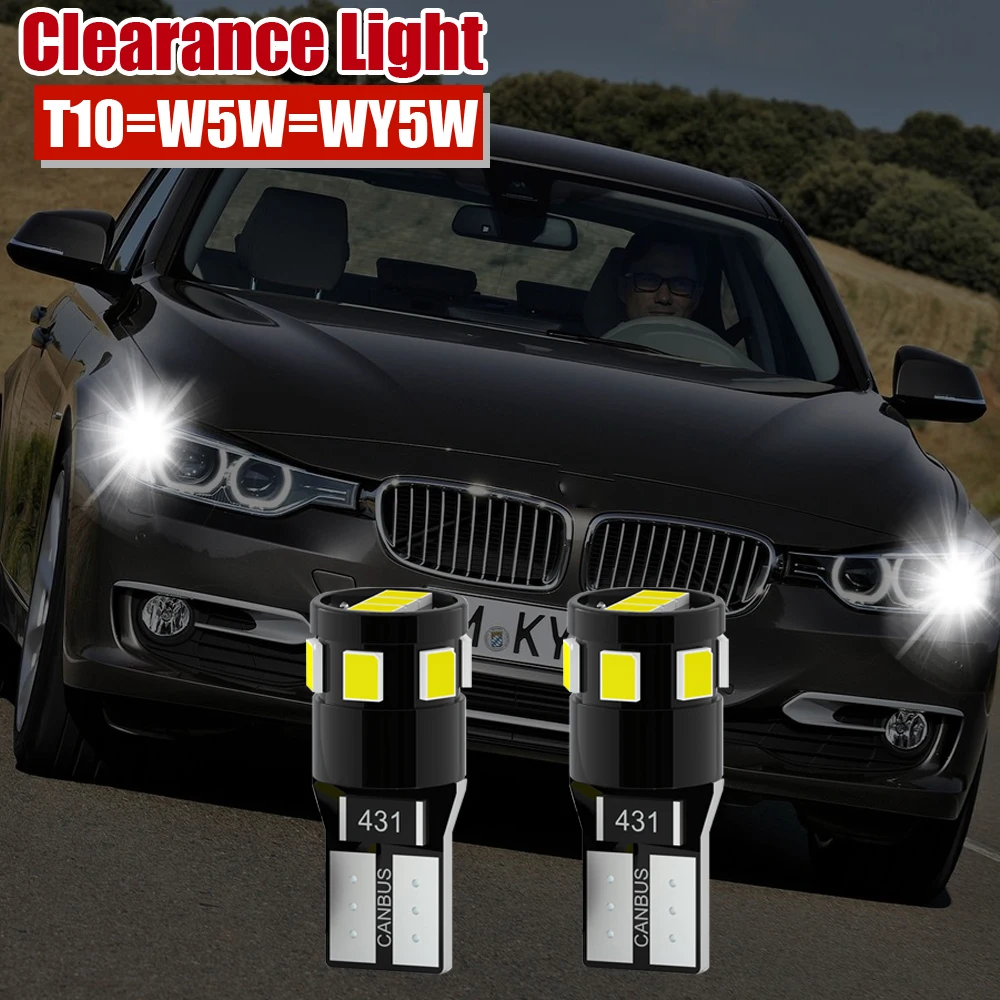 

2 шт., светодиодные габарисветильник огни W5W T10 WY5W 2825 диоды для Peugeot 206 307 208 308 3008 207 2008 5008 406 508 Parner