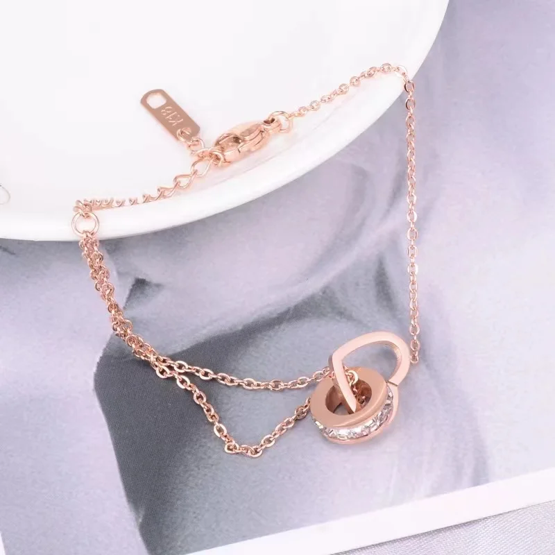 Браслет на лодыжку Женский, Ювелирное Украшение из нержавеющей стали в форме сердца с кольцом, Аксессуары для ног