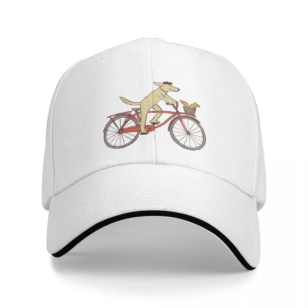 

New Dog and Squirrel are Friends | Whimsical Animal Art | Dog Riding a Bicycle Cap Baseball Cap Big size hat Man hat Women's