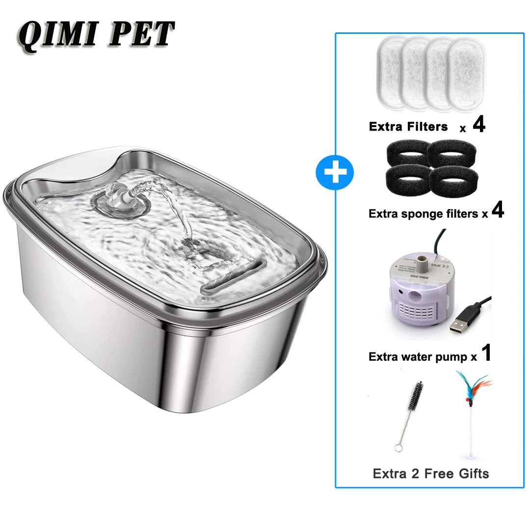 Водяной фонтан для кошек автоматический дозатор из нержавеющей стали 2 л