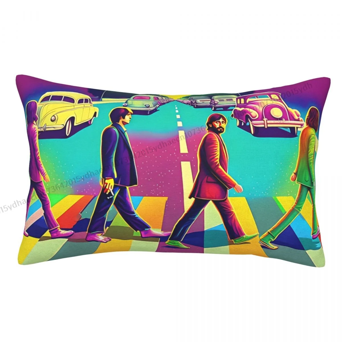 Abbey Acid Road Printed Pillow Case The Beatle Band Backpack Coussin Covers Reusable Chair Decor Pillowcase