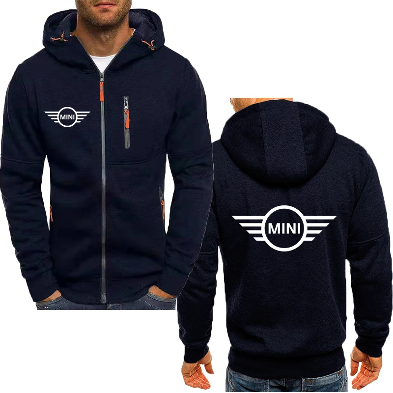

Fashion Men's clothing Casual Sports Fleece Men's Hoodie coat Mini car logo print Men's Zip Cardigan Hooded Baseball Jacket top
