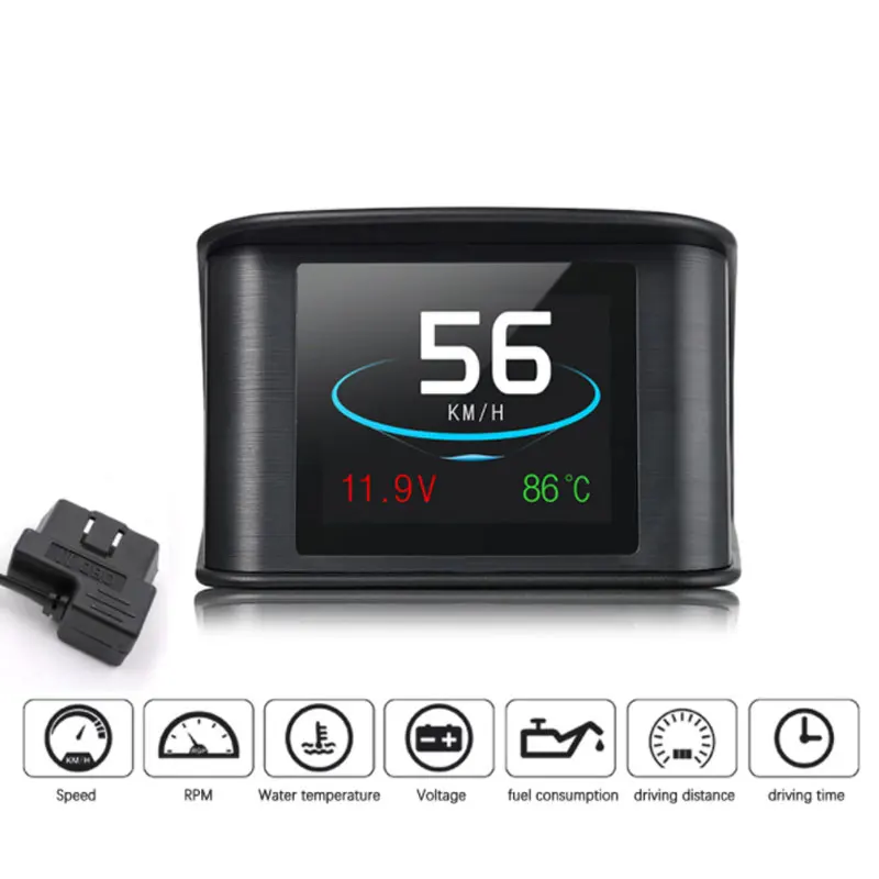 

Car Hud Head Up Display Overspeed Alarm OBD2 EUOBD Smart Digital Meter Car Fault Detection RPM Direct View LCD Digital Display