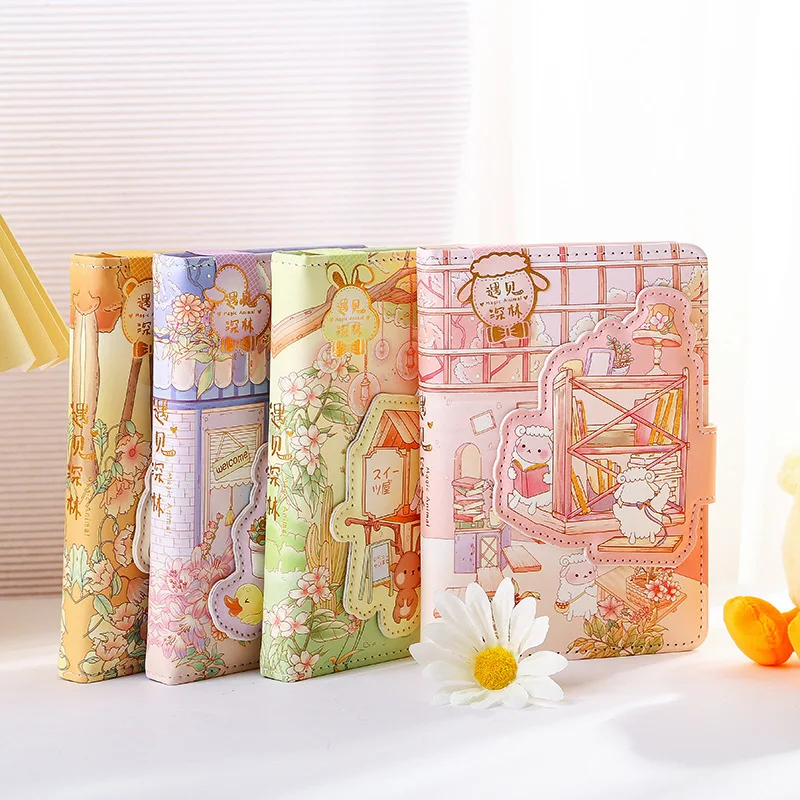 

Мягкий блокнот из кожи для детей 192, блокнот для иллюстраций, записная книжка, дневник, планировщик, милая цветная страница для студентов, серия Forest