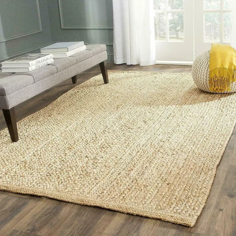 Jute Rugs for Bedroom Living Room Decoration Jute Rug Runner Natural Handmade Braided Style Rug Reversible Rustic Look Rugs