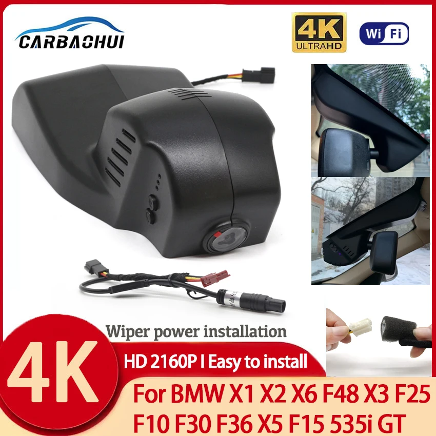 

Plug and play UHD 4K 2160P WiFi APP Dual Car DVR Dash Cam Camera For BMW X1 X2 X6 F48 X3 F25 F10 F30 F36 X5 F15 535i GT Dashcam