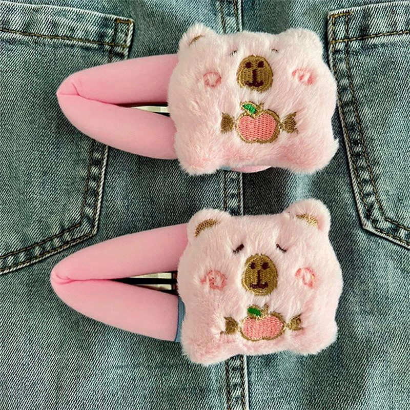 Новая милая розовая капибара плюшевая заколка для волос девочек с милой челкой