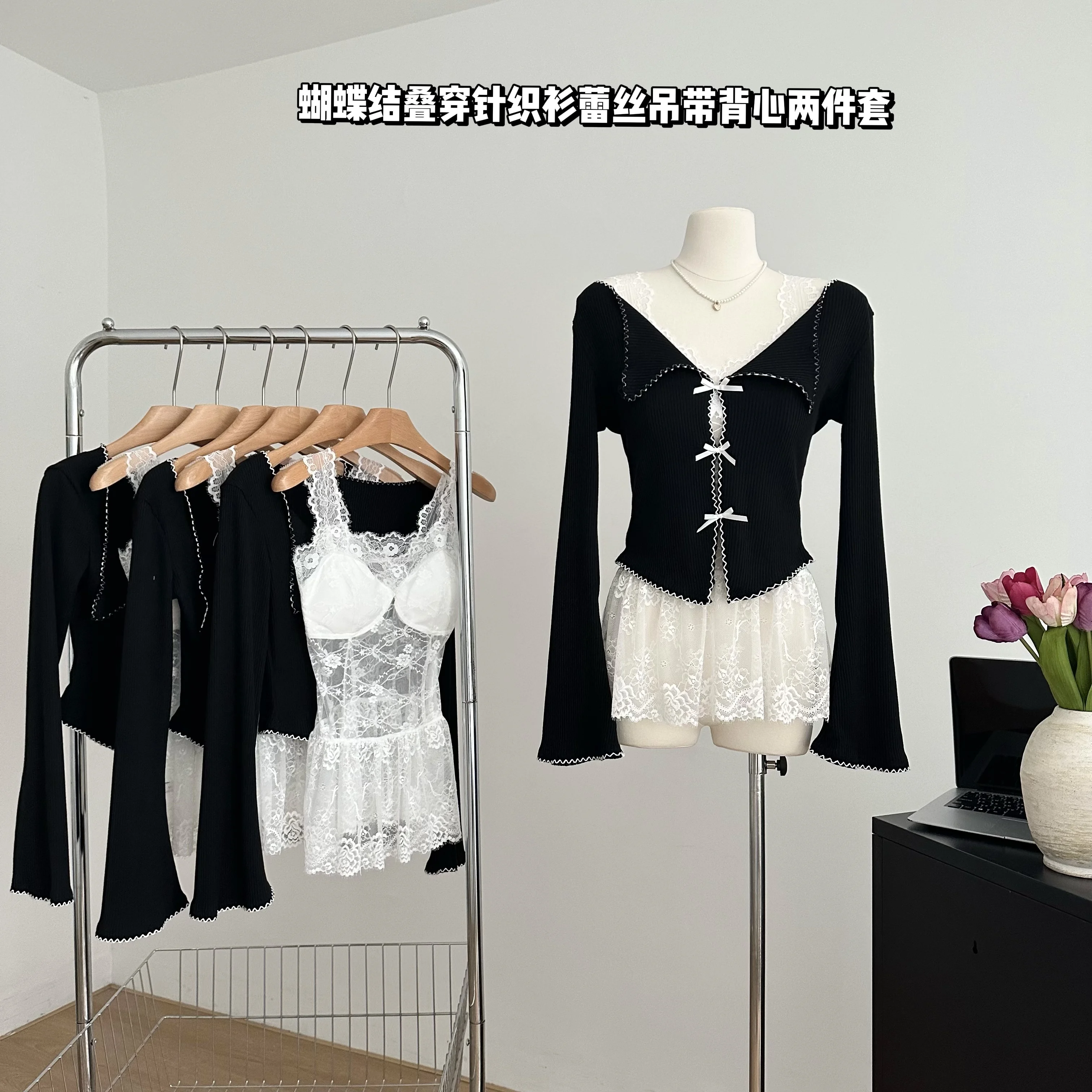 Футболка женская черная в стиле 90-х с длинным рукавом