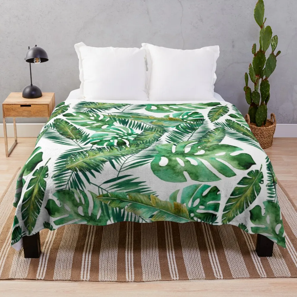 

Monstera Banana Palm Leaf Throw Blanket tourist blanket