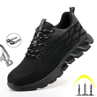 men fashion safety shoes indestructible steel toe cap anti smashing anti puncture work boots comfortable outdoor sneakers