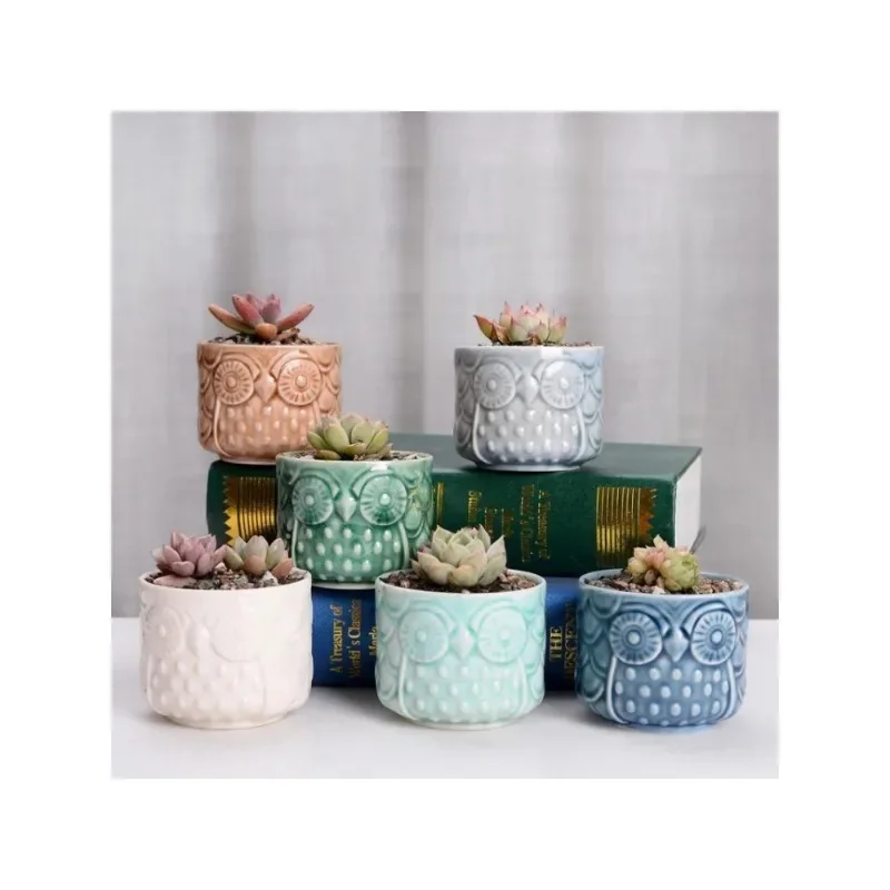 Керамический цветочный горшок в форме совы для растений с мультяшными животными