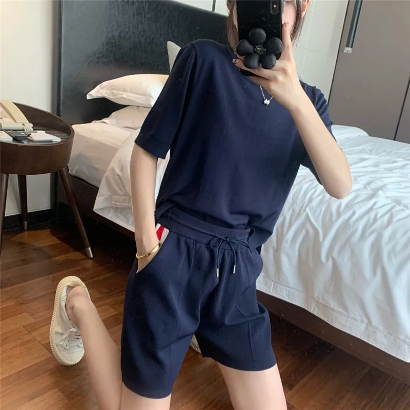 

Женские трикотажные шорты Tb, летние широкие брюки контрастных цветов с карманами и высокой талией, повседневные спортивные шорты из вискозы