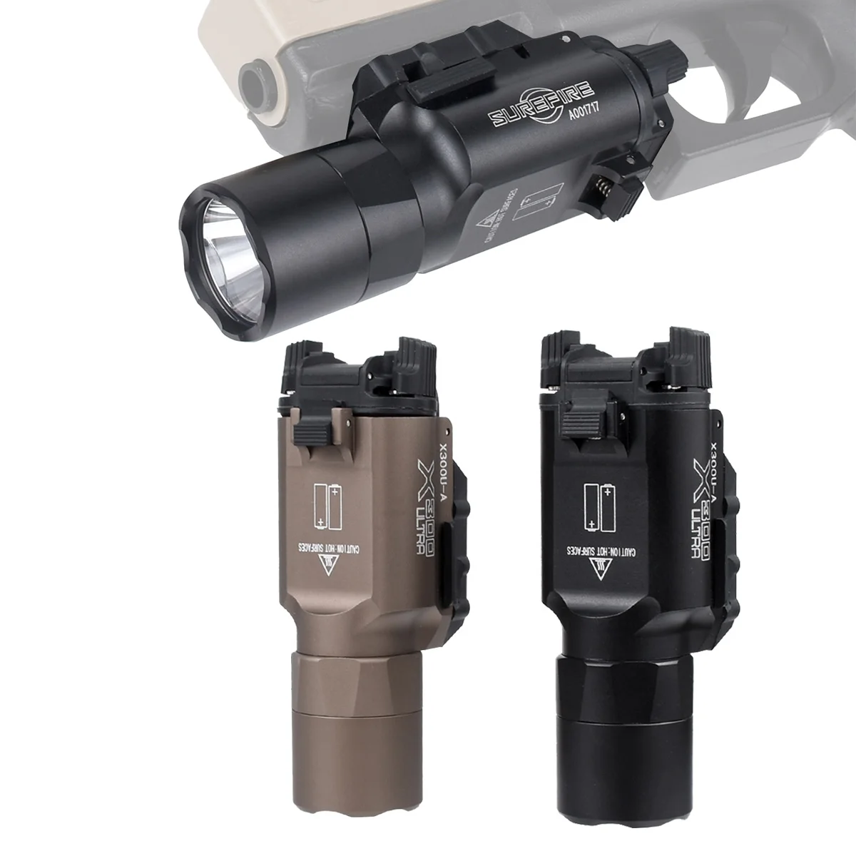 Фото Тактический фонарь SureFire X300 X300U X300UH-B XH35, светодиодный охотничий фонарь, подходит для 20-мм планки Picatinny, для Glock 17, тактический фонарь-скаут №1
