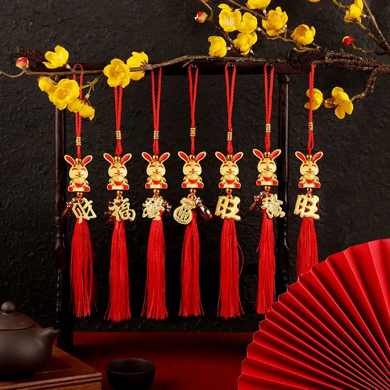 

2023 китайский Новогодний подарок, украшение в виде кролика для дома и улицы, подвесные украшения для автомобиля