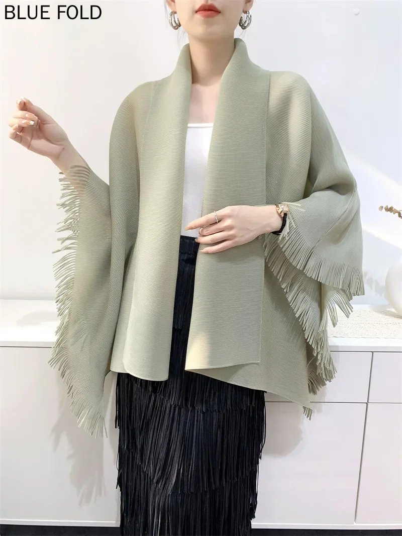 MIYAKE PLEATS Casaco Femini весенне-осенний кардиган с шалью и кисточками женское свободное