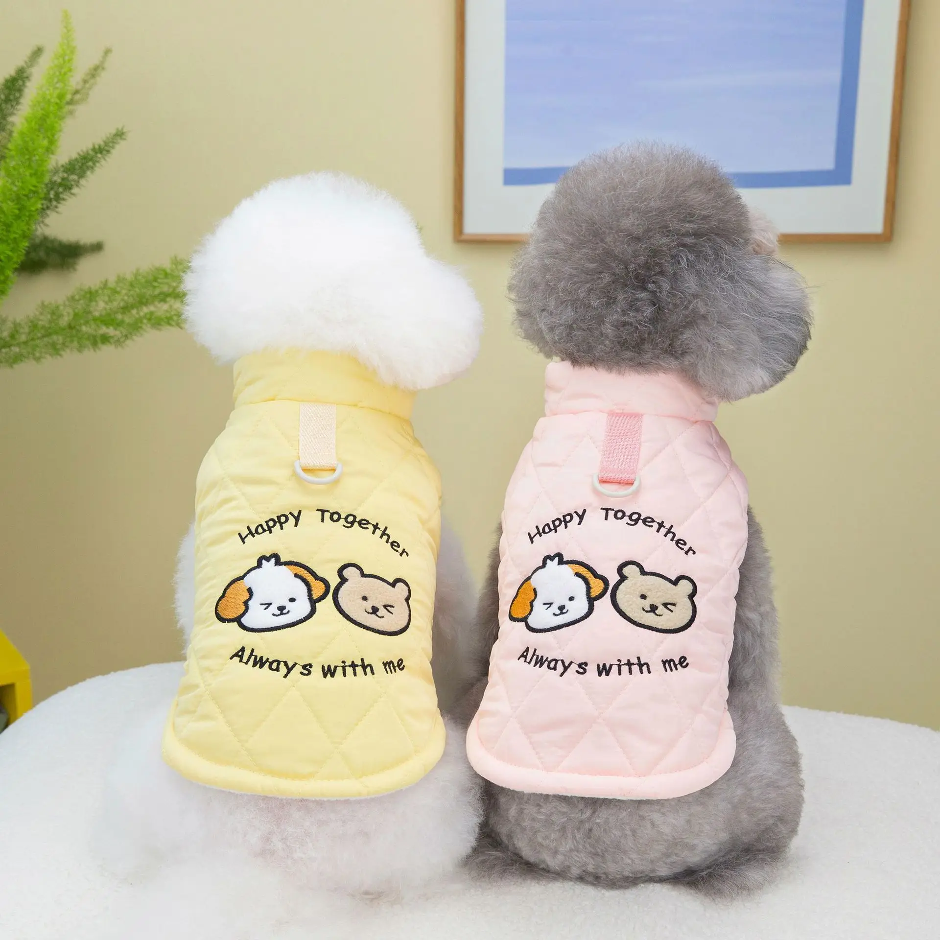 

Одежда для собак, зимнее пальто с хлопковой подкладкой и мультяшным рисунком, зимняя одежда для кошек и собак с кашемировым теплым и холодным дизайном