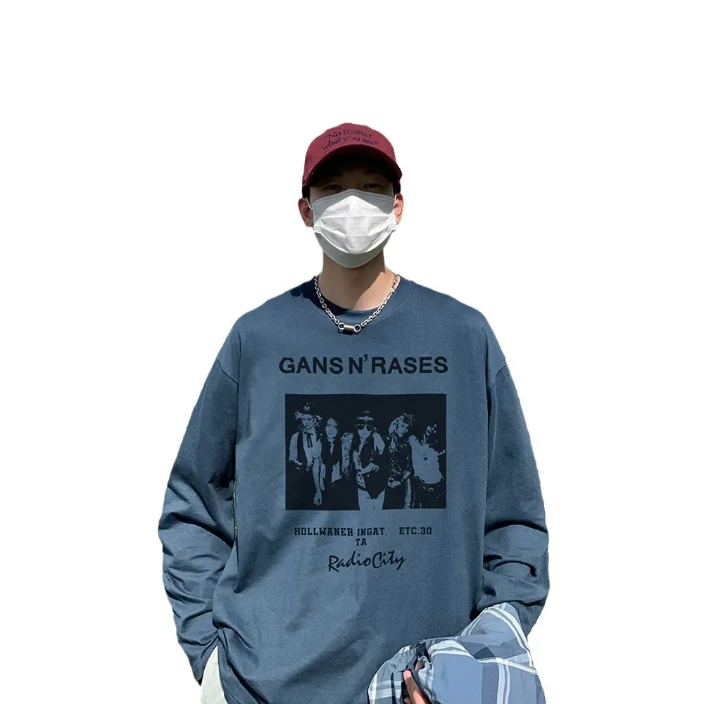 Мужская свободная толстая футболка с длинными рукавами 200 г весенне-осенний