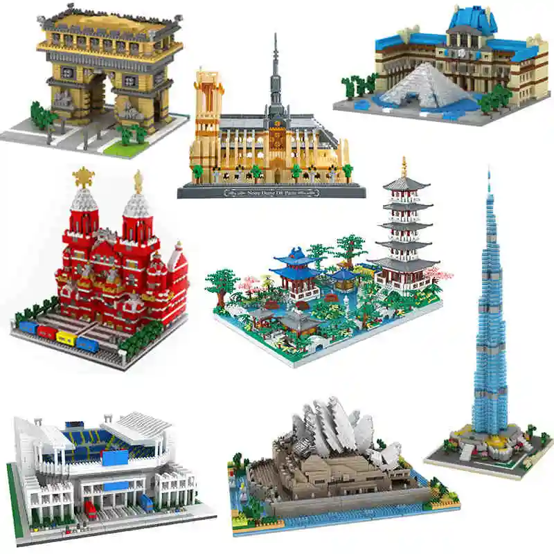

WLtoys мировая архитектура Эйфелева башня Тадж-Махал Биг-Бен белый дом стена Лувр замок DIY строительные блоки игрушки