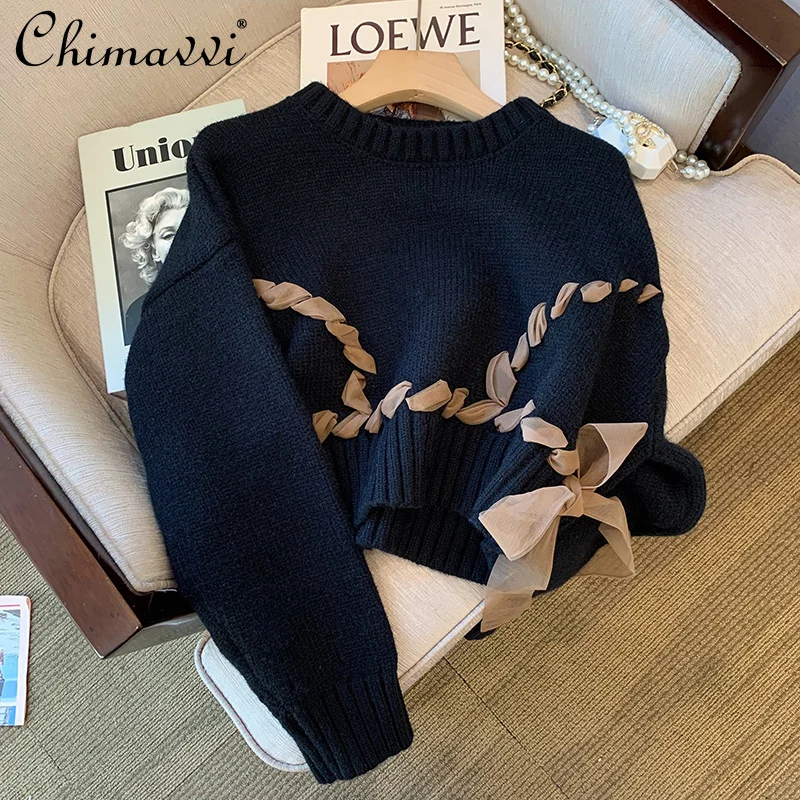 Retro Sweater for Women 2022 Spring Clothes New Fashion Japanese Style Lazy and Loose Short Knitted Pullover Top All-Matching