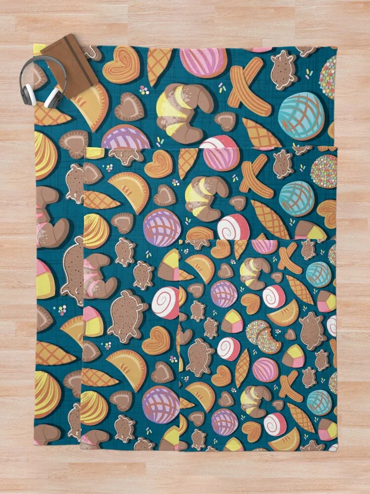 Mexican Sweet Bakery Frenzy // бирюзовый фон пастельные цвета плед детские рождественские
