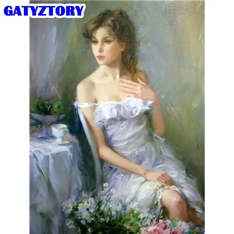 

GATYZTORY Painting By Number Woman Picture By Numbers Acrylic Paint Diy Drawing Canvas Handpainted Home Decoration