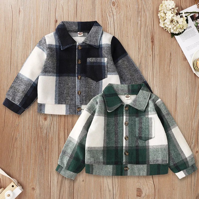 

Зимнее пальто для маленьких мальчиков и девочек, детские клетчатые куртки спереди и снизу, Детская верхняя одежда на весну и осень, повседне...