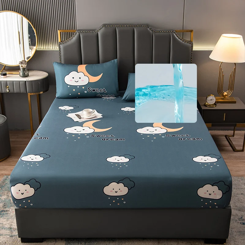 

King Size Bed Sheets Mattress Protector Cover Waterproof 180x200 Linen 150x200 Bottom Sheet Adjustable Waterproof Mattress Cover