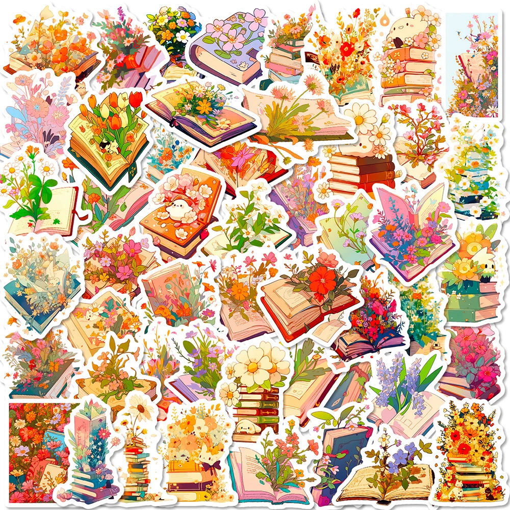 

10/30/50pcs Cute Art Flowers Book Cartoon Aesthetic Stickers Decals Kids Toys DIY Laptop Suitcase Phone Diary Decoration Sticker