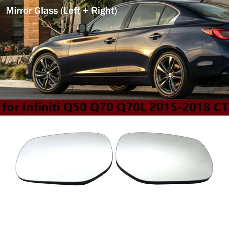 

2X Wide Angle Side Rear View Mirror Electric Wing Door Heated Rearview Mirror Glass for Infiniti Q50 Q70 Q70L 2015-2018
