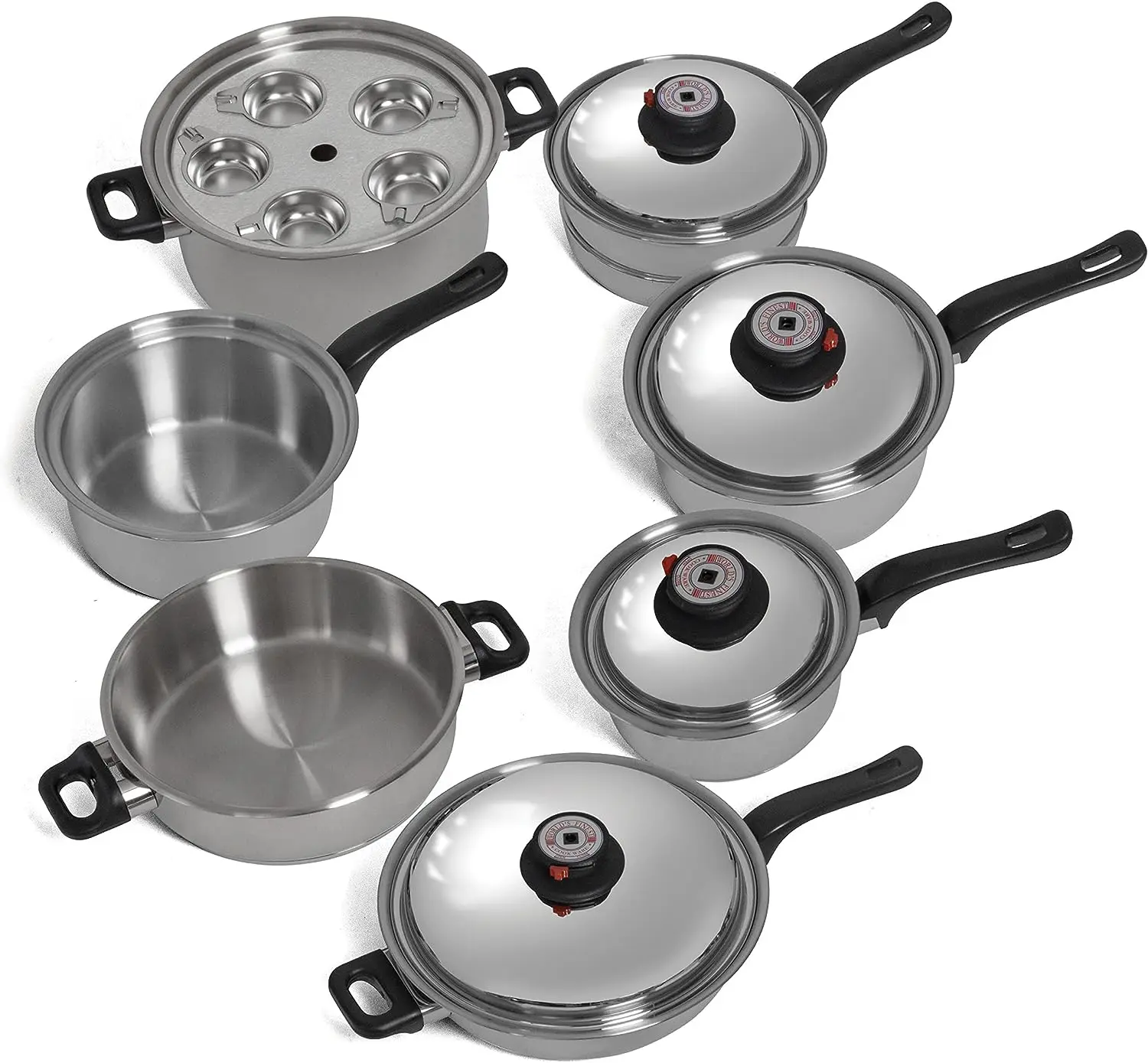 

Finest 7-Ply Steam Control 17pc T304 Stainless Steel Cookware Set