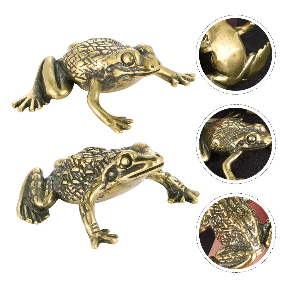 

1Set Retro Brass Toad Figurine Brass Adornment Frog-shaped Brass Statue Golden