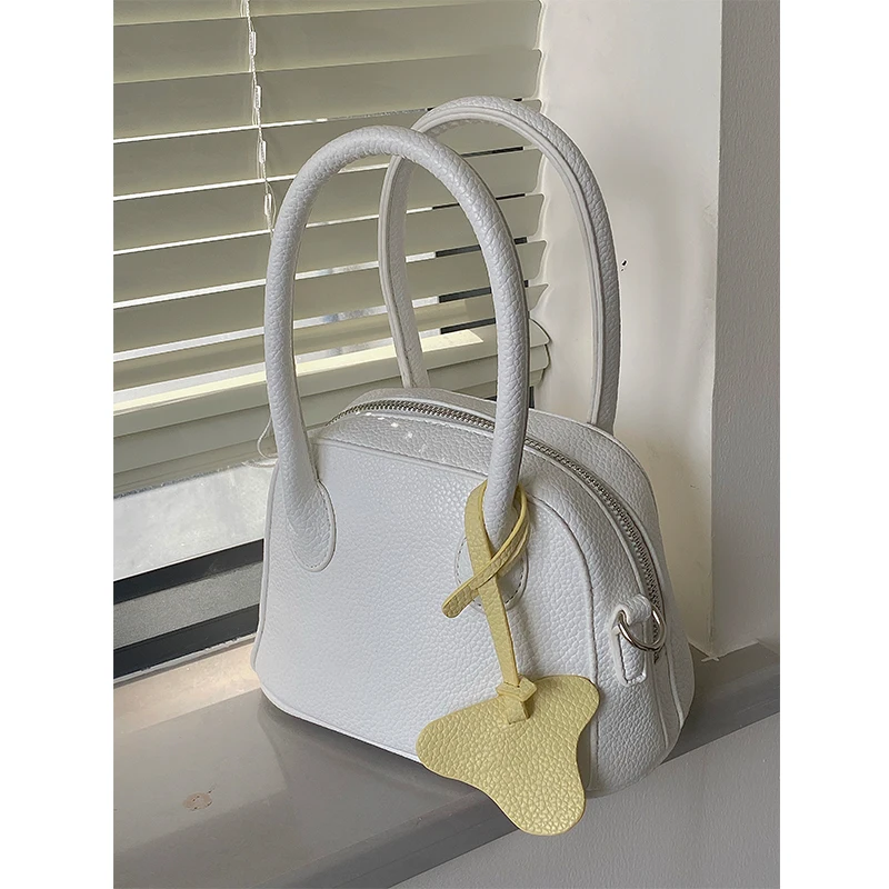 Elegant Lychee Pattern Women Top-handle Bags Solid Color PU Leather Female Shoulder Crossbody Bags Fashion Ladies Purse Handbags