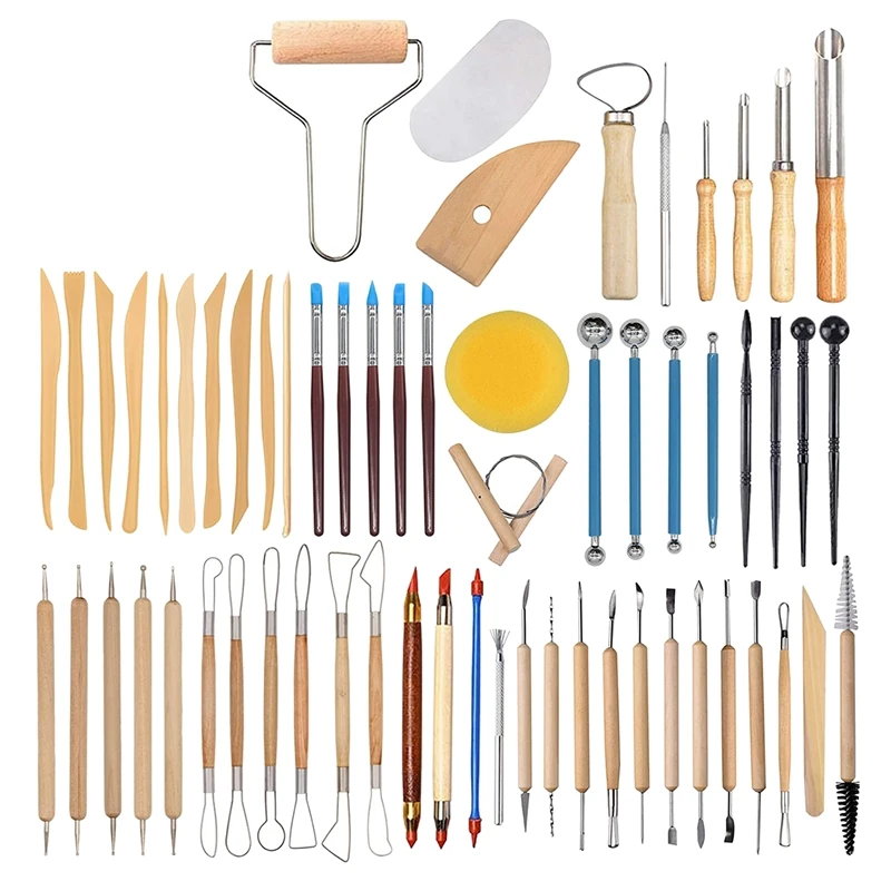 

61Pcs Clay Tools Sculpting Pottery Tools Polymer Modeling Clay Sculpture Set For Pottery Modeling,Carving,Ceramics