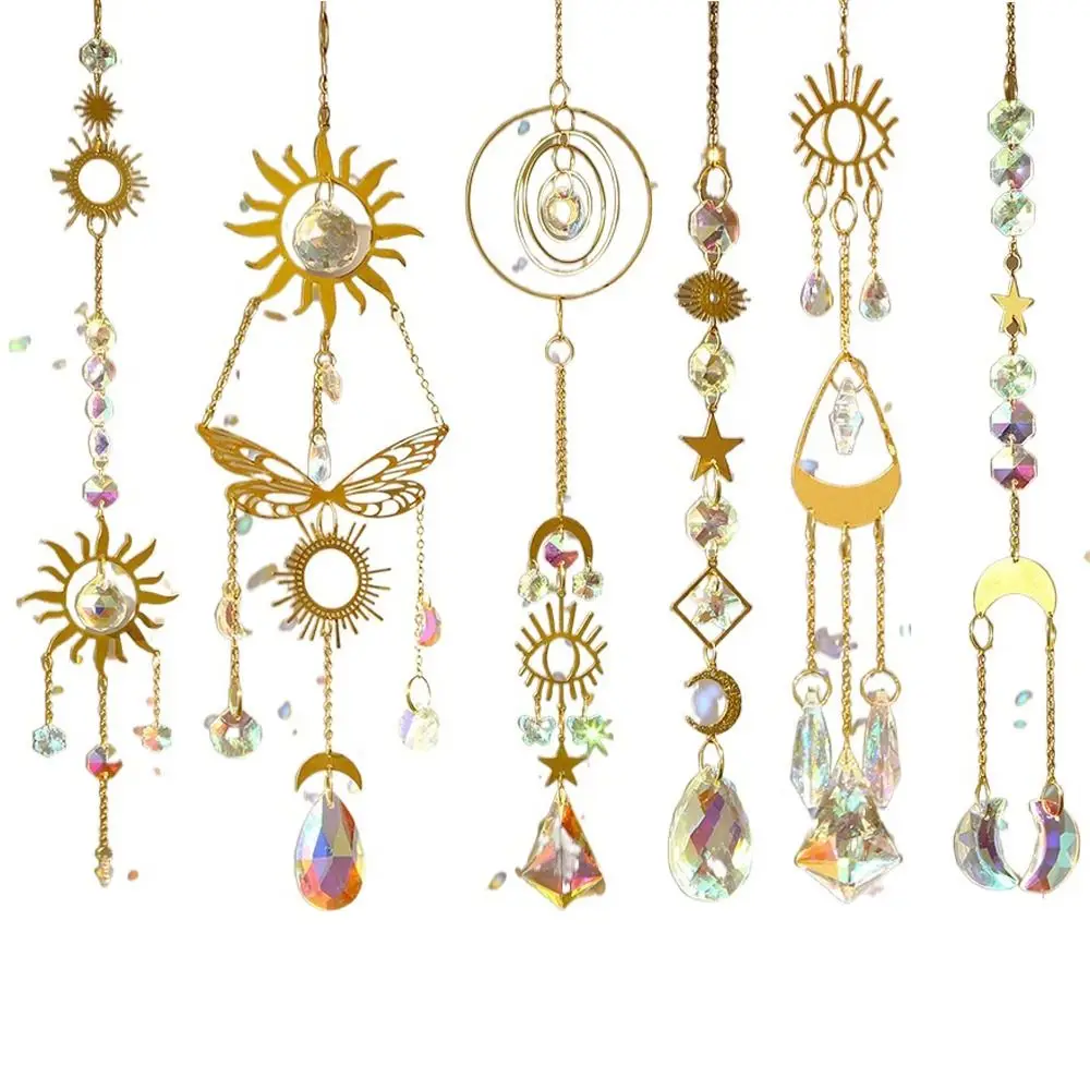 Солнце Луна Звезда Кристалл Ловец Солнца Радужная Призма Витражи Подвесные